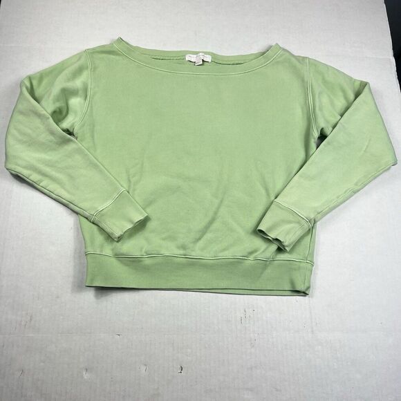 Spiritual Gangster Off Shoulder Pullover Sweatshirt Green Yoga Boho Slouchy XS
